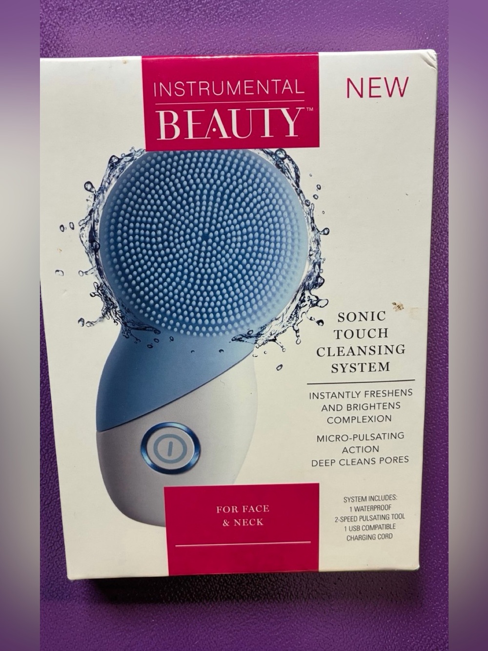 Instrumental Beauty-Sonic Touch Cleansing System For Face & Neck- Blue-New
